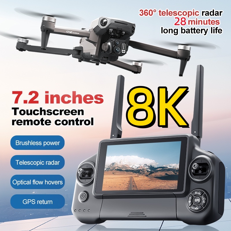Drone Camera Night Vision - 8K 3 Eksenli Gimbal Fırçasız 7.2